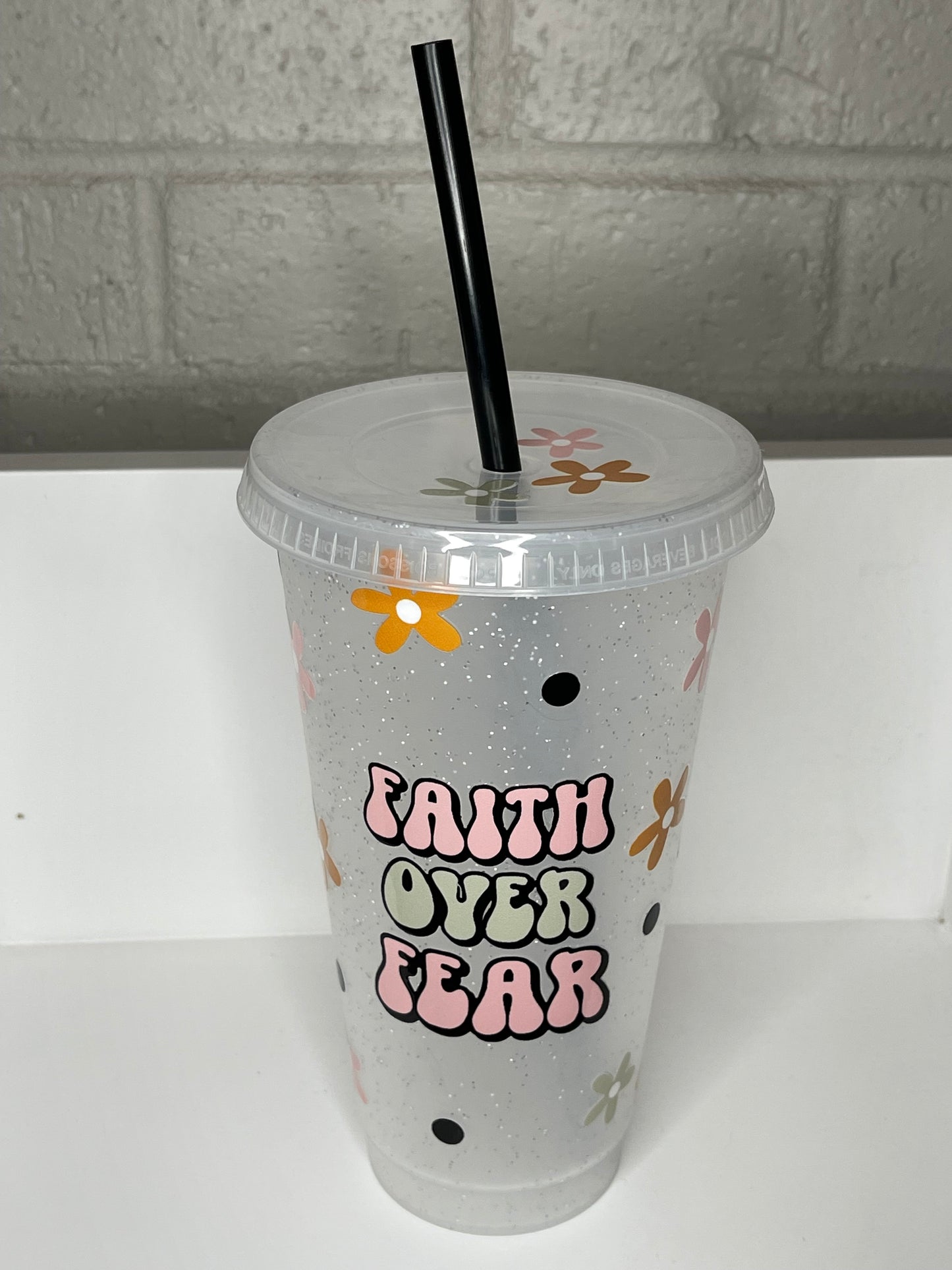 Faith over fear plastic tumbler