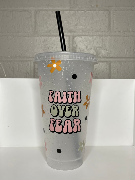 Faith over fear plastic tumbler