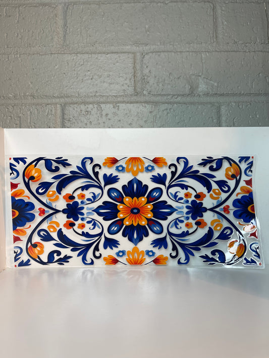 Blue and orange flowers