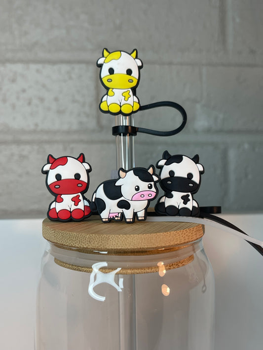 Cow straw toppers