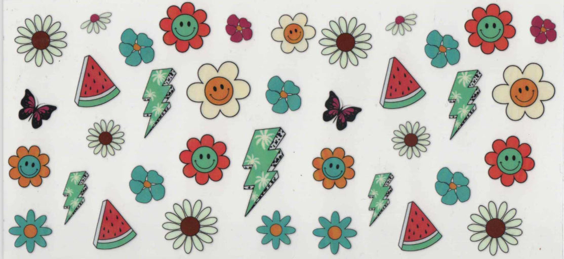 Retro flowers and butterflies