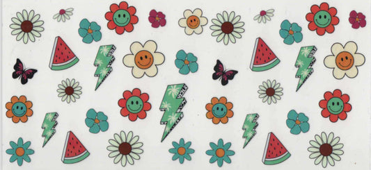 Retro flowers and butterflies