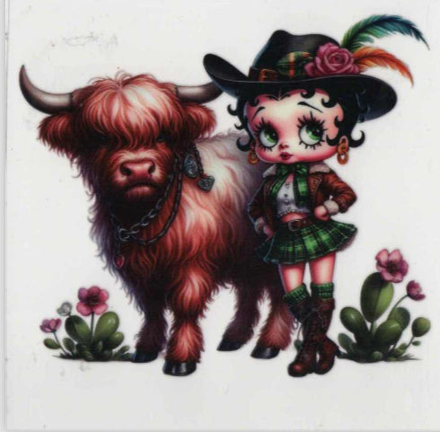 Highland cow and betty boop